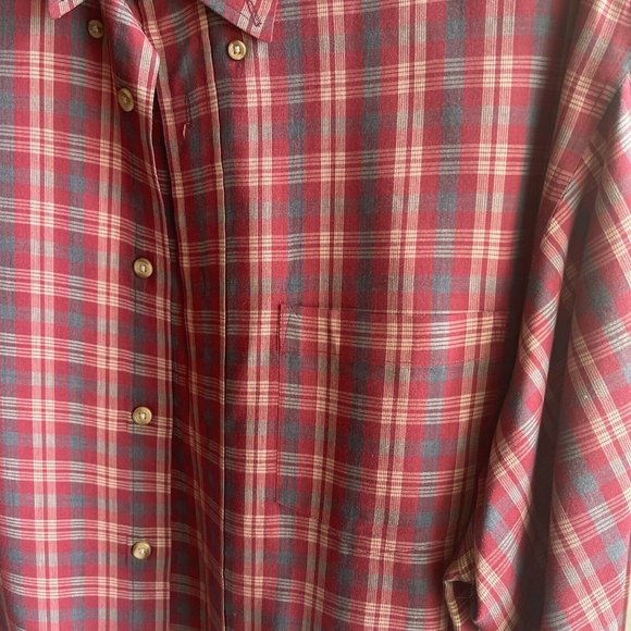 Men’s David Taylor Size XL Long Sleeve Red Plaid Button Front With Pocket - Picture 2 of 7